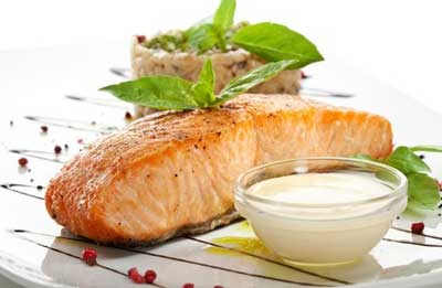 Salmon Steak with white sauce