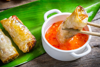 Spring Rolls with sweet chilli